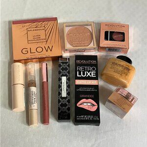 Revolution Makeup Lot OF 10 Concealers Lip Kits Highlighters Powder & More